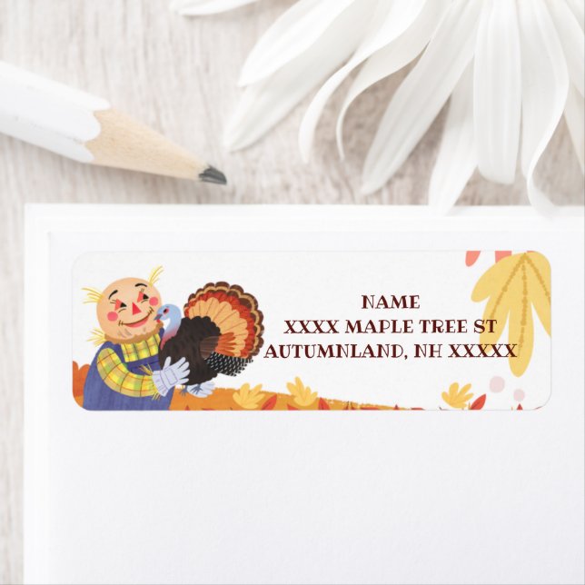 Fall Autumn Scarecrow and Turkey Label (Insitu)