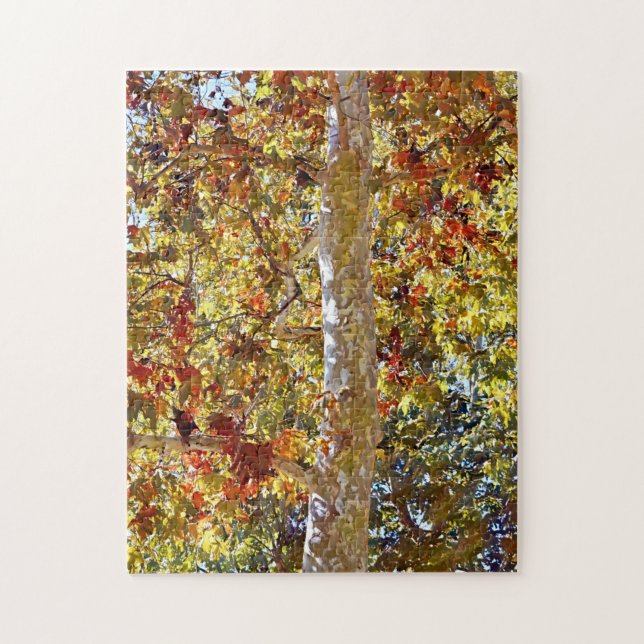 Fall Autumn Season Sycamore Tree Art Puzzle (Vertical)