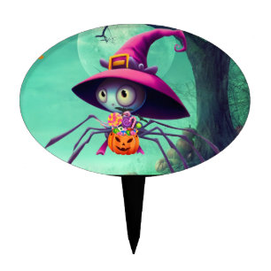 Fall/autumn/spider/witch/halloween Cake Topper