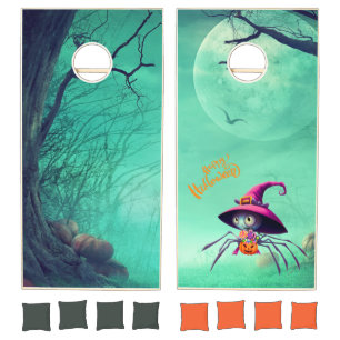 Fall/autumn/spider/witch/halloween Cornhole Set