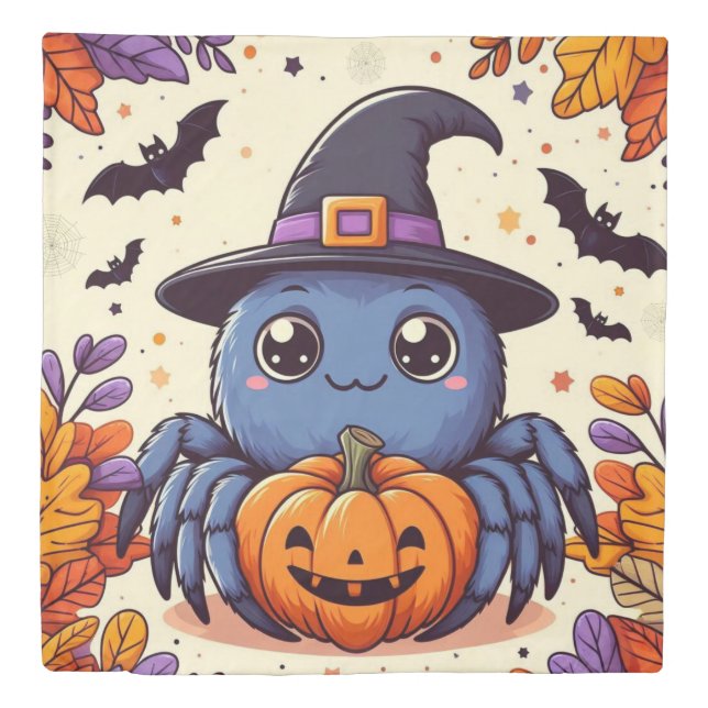 Fall/autumn/spider/witch/halloween Duvet Cover (Front)
