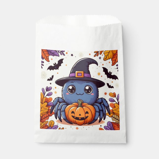 Fall/autumn/spider/witch/halloween Favor Bag (Front)