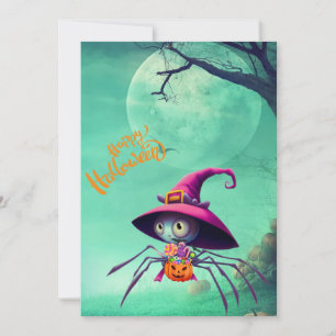 Fall/autumn/spider/witch/halloween Holiday Card