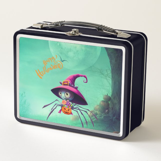 Fall/autumn/spider/witch/halloween Metal Lunch Box (Front)
