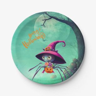 Fall/autumn/spider/witch/halloween Paper Plates