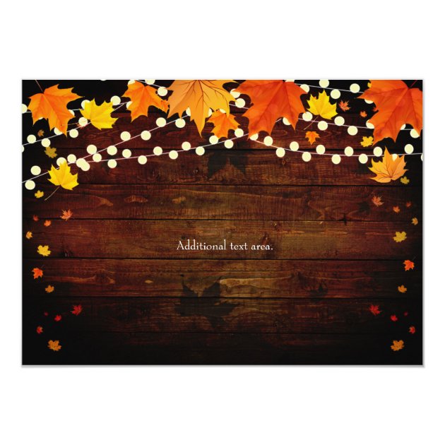 Fall Autumn String Lights Wood Wedding Invitation