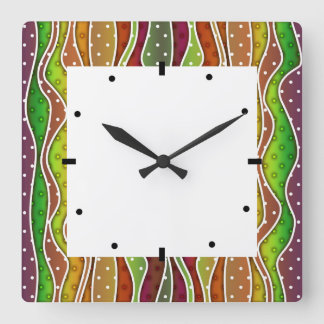 FALL AUTUMN STRIPES SQUARE WALL CLOCK