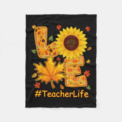 Fall Autumn Sunflower Teacher Life Teacher Teachin Fleece Blanket