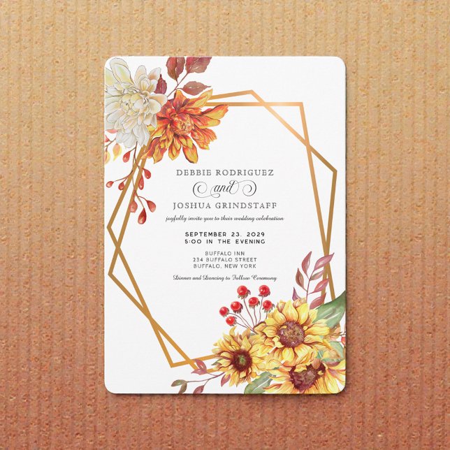Fall Autumn Sunflower Wedding Invitation  (Creator Uploaded)