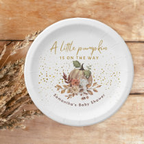 Fall Autumn Sweet Little Pumpkin Baby Shower Paper Plates