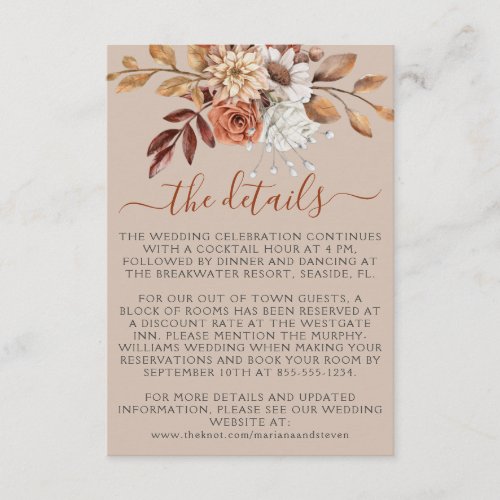 Fall Autumn Taupe Wedding Enclosure Card