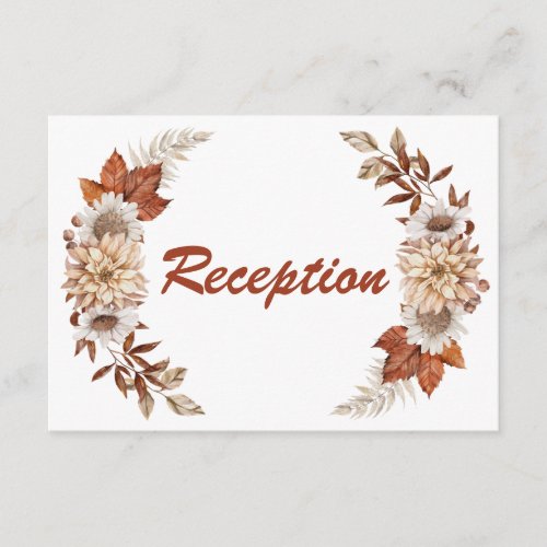 Fall Autumn Terracotta Floral Wedding Reception Enclosure Card