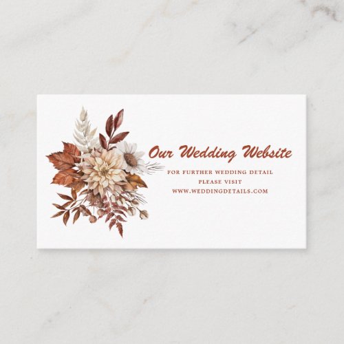 Fall Autumn Terracotta Rustic Floral Wedding Enclosure Card