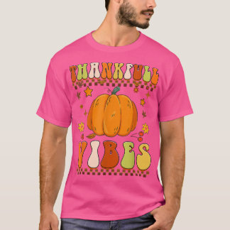 Fall Autumn Thankful Retro GroovyThanksgiving Fami T-Shirt