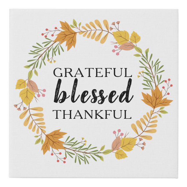 fall autumn thanksgiving blessed faux canvas print (Front)