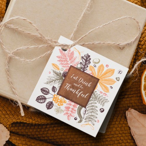 Fall Autumn Thanksgiving Botanicals Favor Tags