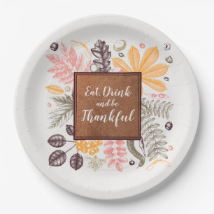 Fall Autumn Thanksgiving Botanicals Paper Plates