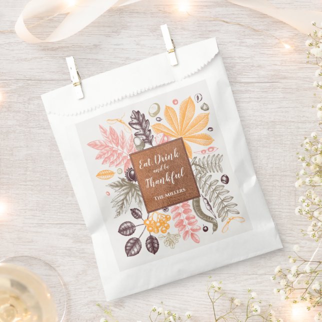 Fall Autumn Thanksgiving Botanicals Party Favor Bag (Clipped)