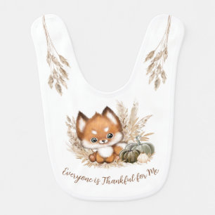 Fall Autumn Thanksgiving Cute Little Baby Fox  Bib