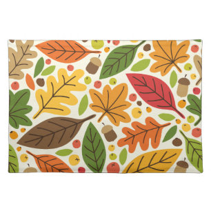 Fall Autumn Thanksgiving Harvest Leaves Falling Cloth Placemat