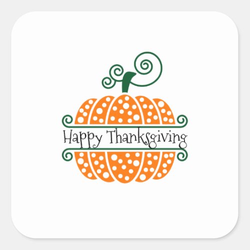Fall Autumn Thanksgiving Monogram Pumpkin  Square Sticker