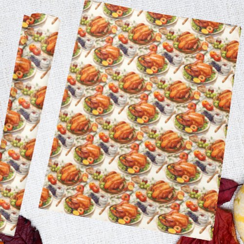 Fall Autumn Thanksgiving Turkey Dinner Wrapping Paper