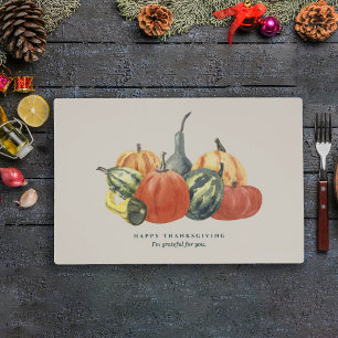 Fall Autumn Thanksgiving Watercolor Pumpkin Placemat
