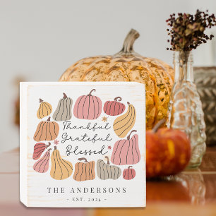 Fall Autumn Thanksiving Pumpkin Personalized Name Wooden Box Sign