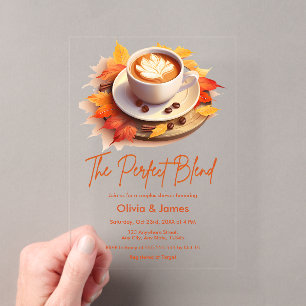 Fall Autumn The Perfect Blend Couples Shower  Petite Acrylic Invitation