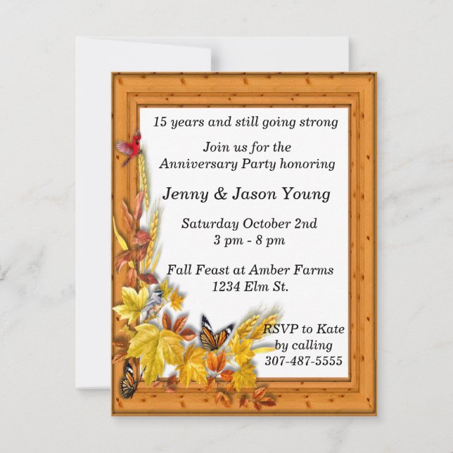 Fall Autumn theme Anniversary Invitation (Front)