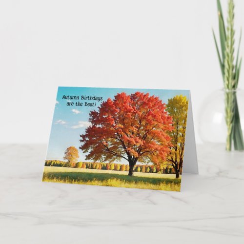 Fall Autumn Tree Art Birthday Card