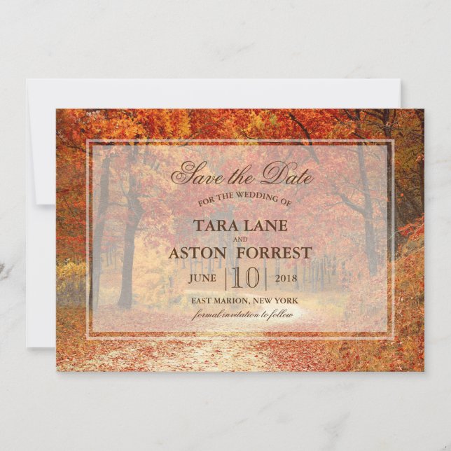 Fall Autumn Tree Rustic Save the Date Invitation (Front)