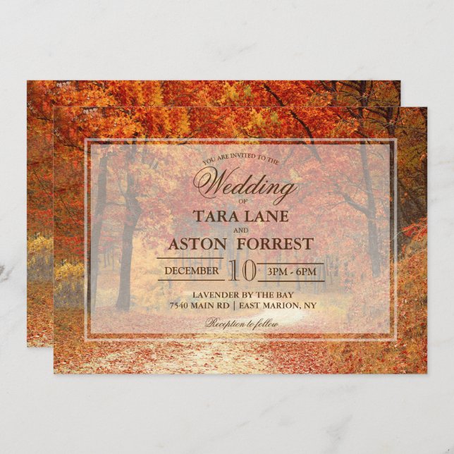 Fall Autumn Tree Rustic Wedding Invitation (Front/Back)