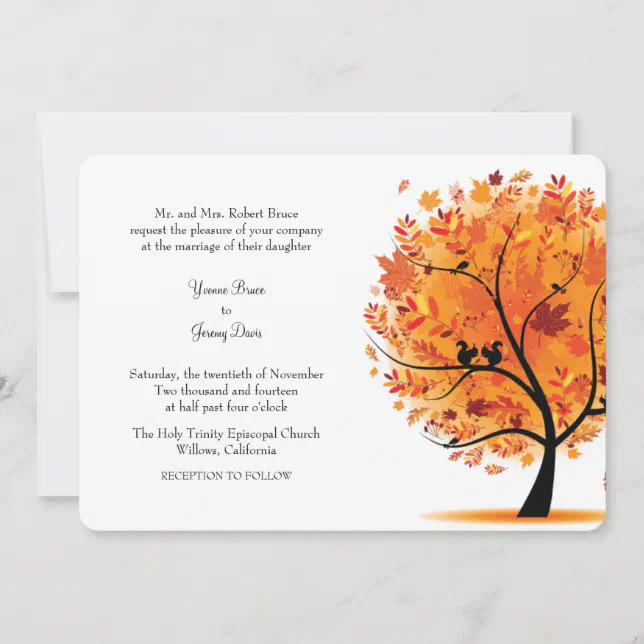 Fall / Autumn Tree Wedding Invitation | Zazzle