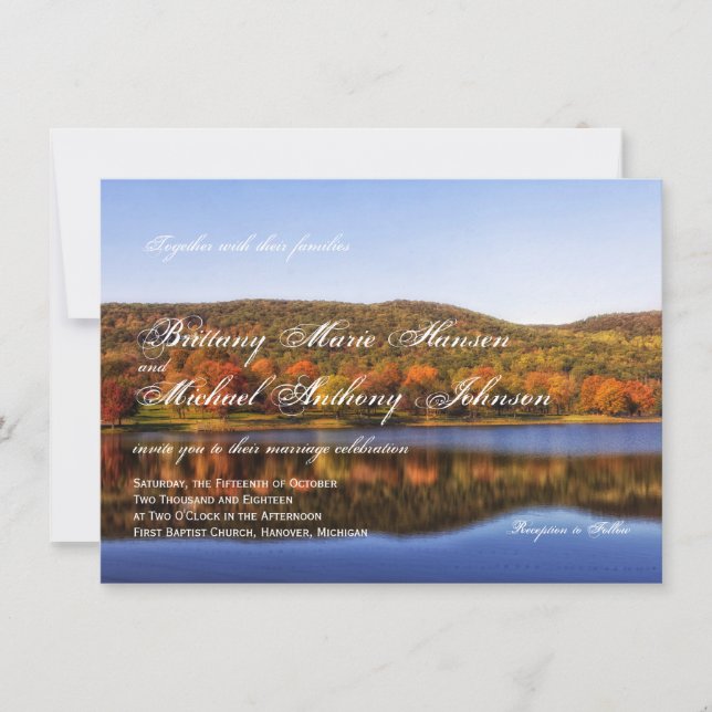 Fall Autumn Trees Lake Country Wedding Invitations (Front)