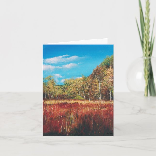 Fall Autumn Trees Landscape Art Note Card (Front)