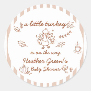 Fall Autumn Turkey Baby Shower Sticker