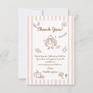 Fall Autumn Turkey Baby Shower Thank You Card