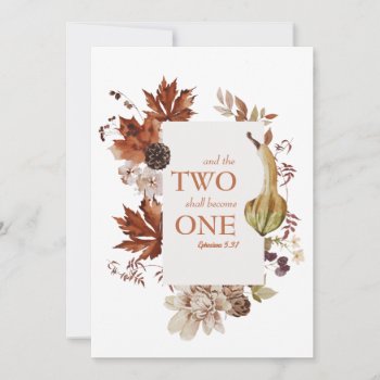 Fall Autumn Two Become One Wedding Invitation by My_Wedding_Bliss at Zazzle