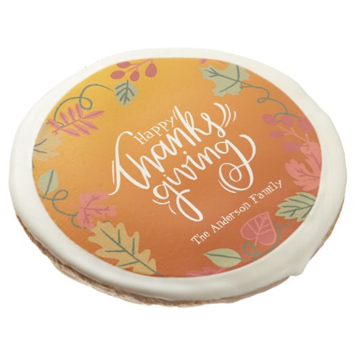 Fall Autumn Typography Happy Thanksgiving Favors Sugar Cookie