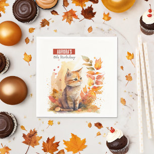 Fall / Autumn vibes Kitten - Birthday Party - Napkins