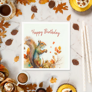 Fall / Autumn vibes Squirrel - Birthday Party - Napkins