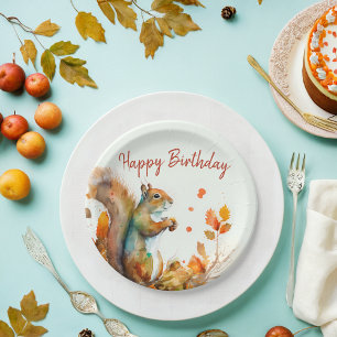 Fall / Autumn vibes Squirrel - Birthday Party - Paper Plates
