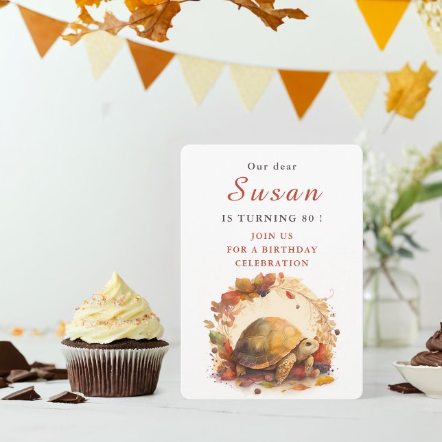Fall / Autumn Vibes Tortoise - Birthday Invitation (Creator Uploaded)
