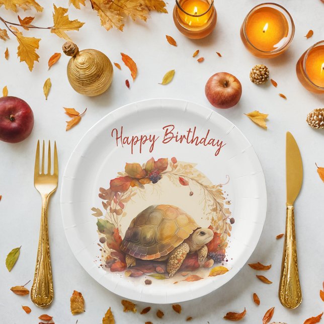 Fall / Autumn vibes Tortoise -  Birthday Party - Paper Plates (Creator Uploaded)