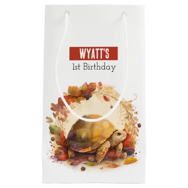 Fall / Autumn vibes Tortoise -  Birthday Party - Small Gift Bag (Front)