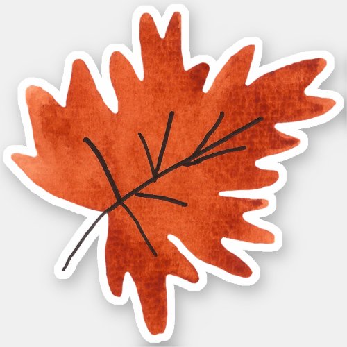 Fall  Autumn Watercolor Greenery Orange Leaves Sticker