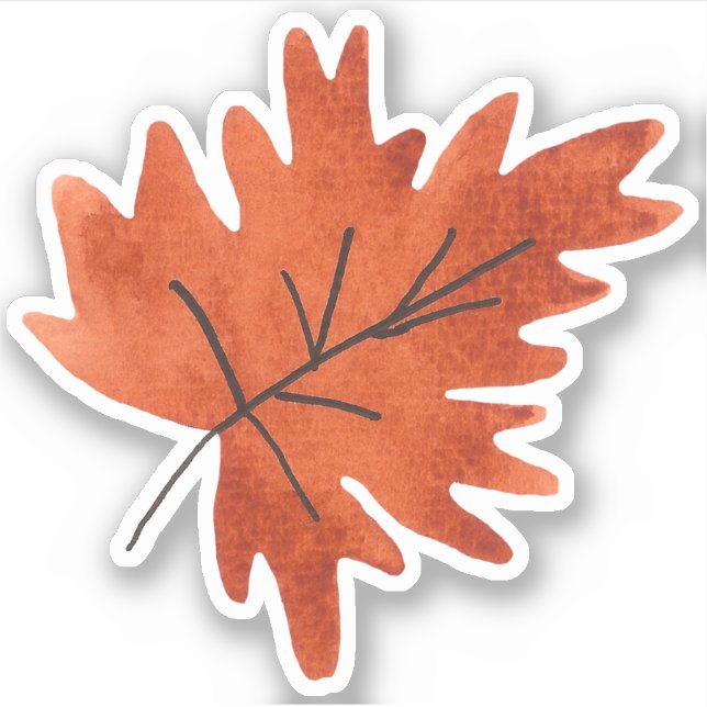 Fall & Autumn Watercolor Greenery Orange Leaves Sticker (Front)
