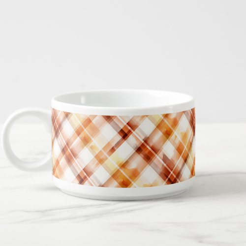 Fall Autumn Watercolor Orange Plaid Pattern Bowl