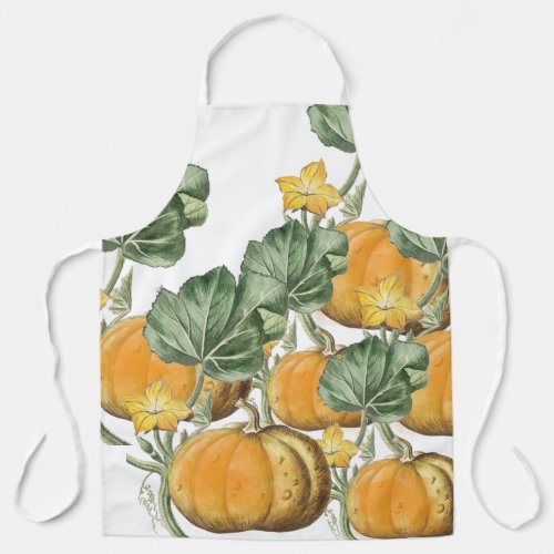 Fall Autumn Watercolor Vintage Pumpkins Apron